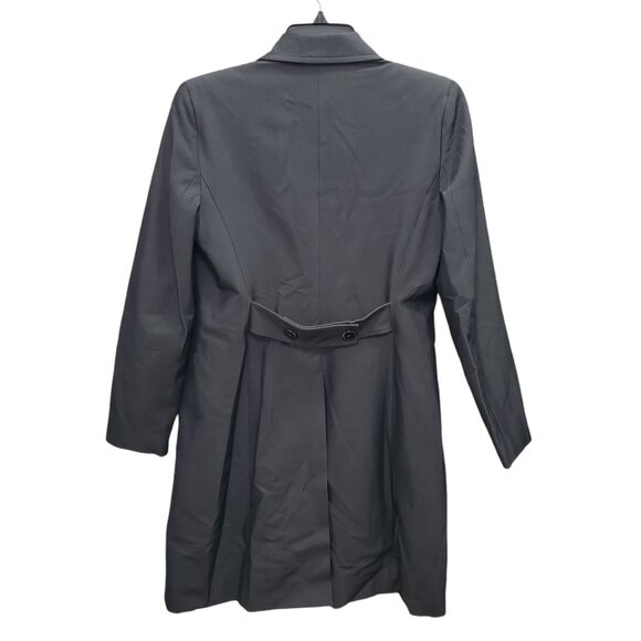 Bebe Women's Vintage 1990s Metallic Gunmetal Button Up Trench‎ Coat Jacket Sz 2 - Picture 10 of 10